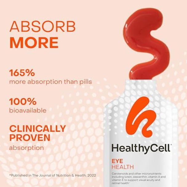 Healthycell Eye Health Daily Liquid Supplement - Eye Vitamins & Minerals With Lutein Zeaxanthin Astaxanthin & Beta Carotene For Sight Care & Macular Support - 30 Gel Packs