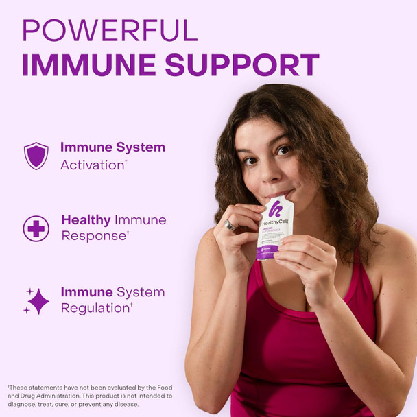 Healthycell Immune Super Boost Daily Liquid Supplement - Immune Support Supplement For Adults With Ecea Elderberry Vitamin C Vitamin D Calcium & Zinc - 30 Gel Packs