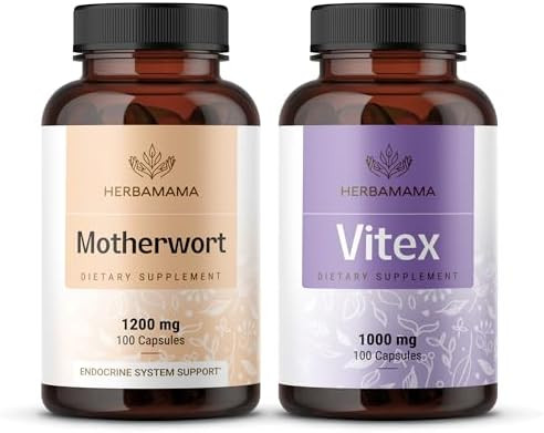 Herbamama Motherwort And Vitex Kit - Bundle Of 1200Mg Motherwort Capsules & 1000Mg Vitex Fruit Capsules - Vegan Non-Gmo Gelatin- - 2 Pack