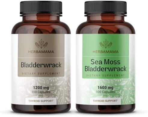 Herbamama Bladderwrack And Sea Moss Kit - Bundle Of 1200 Mg Bladderwrack & 1600 Mg Sea Moss With Bladderwrack Capsules - Vegan Non-Gmo Gelatin- - 2 Pack