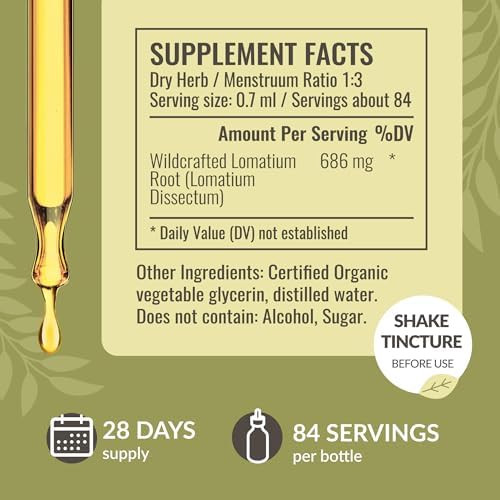 Herbamama Herbal Liquid Drops Kit - Bundle Of Lomatium Root Extract And Mullein Leaf Tincture 2 Fl Oz - Vegan Non-Gmo Sugar & Alcohol- - 2 Pack