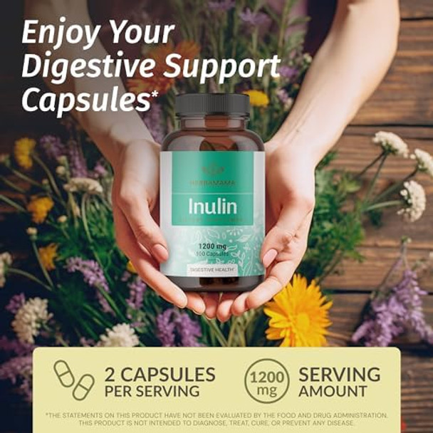 Herbamama Inulin And Magnesium Kit - Bundle Of 1200 Mg Inulin Fiber Capsules & 400 Mg Magnesium Citrate Gummies - Vegan Non-Gmo Gelatinl- - 2 Pack