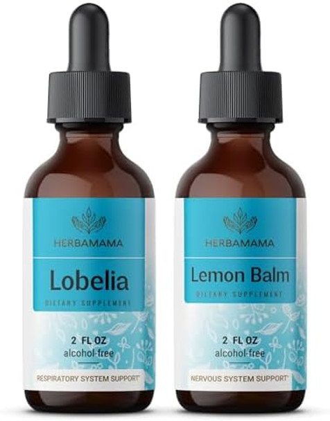 Herbamama Herbal Liquid Drops Kit - Bundle Of Lobelia Extract And Lemon Balm Tincture 2 Fl Oz - Vegan Non-Gmo Sugar & Alcohol- - 2 Pack Herbamama Herbal Liquid Drops Kit - Bundle Of Lobelia Extract And Lemon Balm Tincture 2 Fl Oz - Vegan Non-Gmo Sugar & Alcohol- - 2 Pack