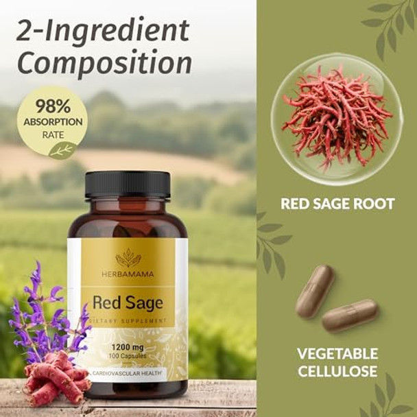 Herbamama Red Sage Supplement Capsules - 1200Mg Red Sage Root (Dan Shen) For Antioxidant Support - Vegan Non-Gmo Salvia Miltiorrhiza Supplement Herbamama Red Sage Supplement Capsules - 1200Mg Red Sage Root (Dan Shen) For Antioxidant Support - Vegan Non-Gmo Salvia Miltiorrhiza Supplement