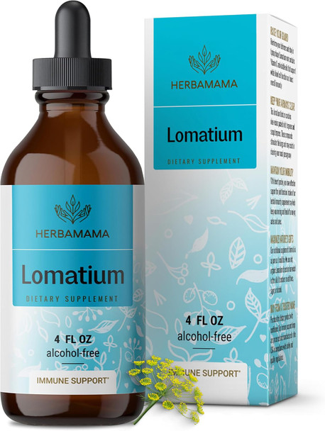 Herbamama Lomatium Root Tincture - Vegan Lomatium Dissectum Extract For Lung Cleanse & Detox - Non-Gmo Alcohol & Sugar- Respiratory Lung Support Supplement 56-Day Supply
