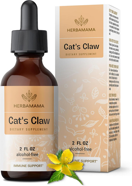 Herbamama Cat'S Claw Tincture - Vegan Cat'S Claw Extract Supplement For Immune Support - Non-Gmo Alcohol & Sugar- Uncaria Tomentosa Drops