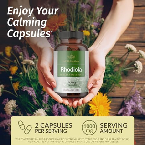 Herbamama Rhodiola Rosea And Ashwagandha Kit - Bundle Of 1000 Mg Rhodiola Rosea Capsules &1500 Mg Ashwagandha Root Capsules - Vegan Non-Gmo Gelatin- - 2 Pack