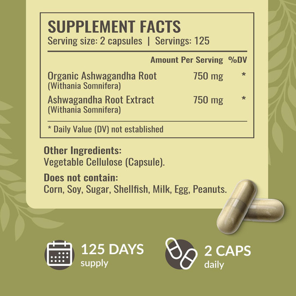 Herbamama Ashwagandha Capsules - 1500Mg Pure Ashwagandha Root Focus Supplement - Vegan Non-Gmo Mood & Calm Support Supplement For Adults 100 Caps