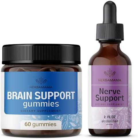 Herbamama Brain Support And Nerve Support Complex Kit - Bundle Of Brain Support Capsules & Nerve Support Complex Drops 2 Fl Oz - Vegan Non-Gmo Gelatin- - 2 Pack