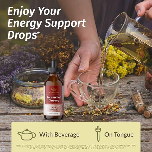 Herbamama Korean Red Ginseng And Coq10 Kit - Bundle Of Panax Ginseng Tincture 4 Fl Oz & Coenzyme Q10 Gummies - Vegan Non-Gmo Gelatin & Alcohol- - 2 Pack