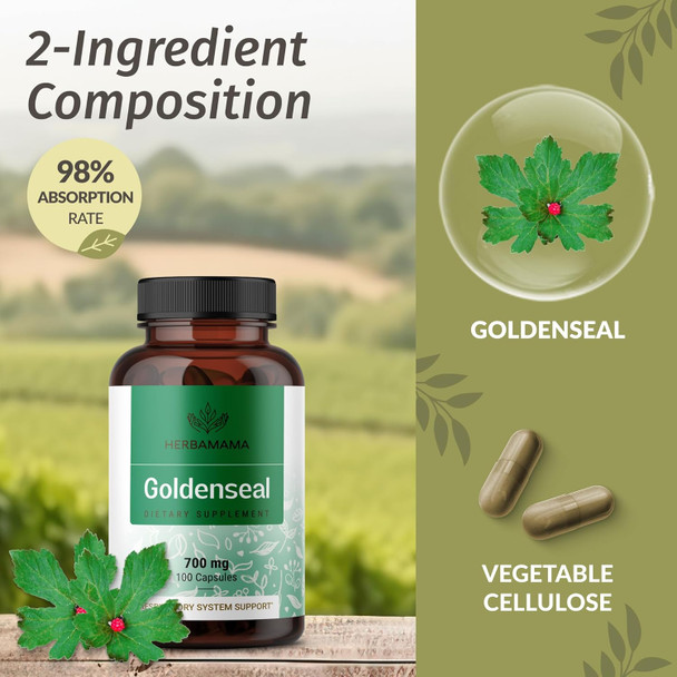 Herbamama Goldenseal Root Capsules 700Mg - Respiratory System & Immune Support With Goldenseal Powder Supplement - Vegan Non-Gmo Herbamama Goldenseal Root Capsules 700Mg - Respiratory System & Immune Support With Goldenseal Powder Supplement - Vegan Non-Gmo