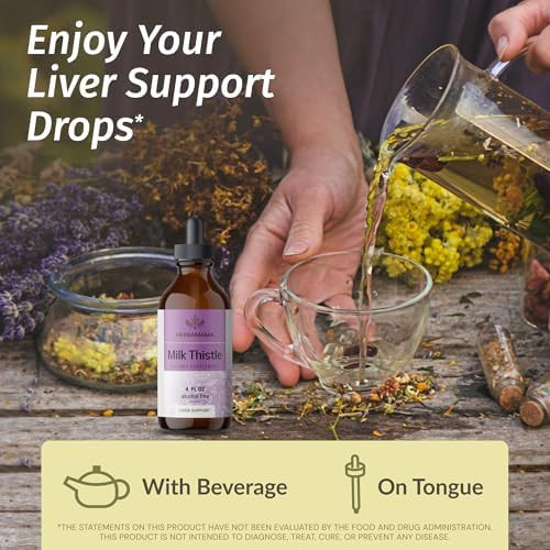 Herbamama Herbal Liquid Drops Kit - Bundle Of Ashwagandha Root Tincture 2 Fl Oz & Milk Thistle Extract 4 Fl Oz - Vegan Non-Gmo Sugar & Alcohol- - 2 Pack