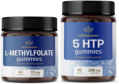 Herbamama L-Methylfolate And 5-Htp Kit - Bundle Of 15Mg L-Methylfolate & 200Mg 5-Hydroxytryptophan Gummies - Vegan Non-Gmo Gelatin- - 2 Pack