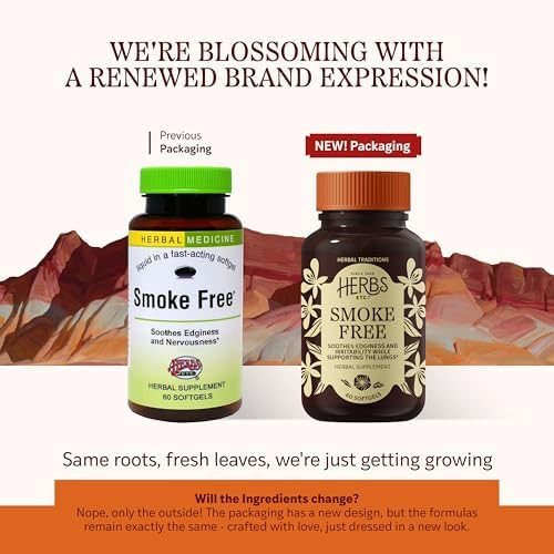 Herbs Etc.   - Support While Quitting - Healthy Respiratory System Support - Aids Against Edginess & Unpleasant Attitudes - 60 Softgels (60 Servings)