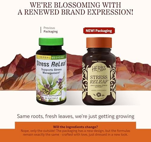 Herbs Etc. Stress Releaf - Herbal Supplement To Support Relaxation - Stress Support Supplemment - Gluten- - 60 Softgels (60 Servings)