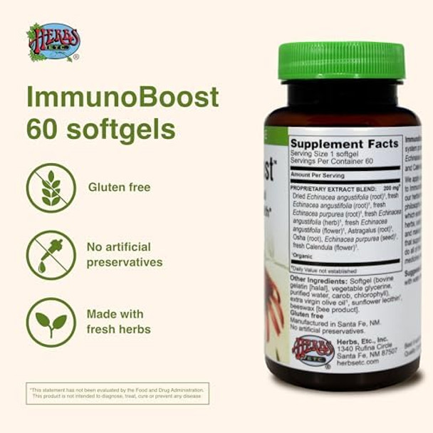 Herbs Etc. Immunoboost - Herbal Supplement For Immune System Support - Immune Health Support With Ecea Angustifolia Astragalus & Calendula - Gluten- - 60 Softgels (60 Servings)