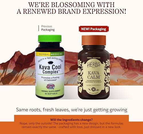 Herbs Etc. Kava Calm Complex - Herbal Supplement To Support Natural Relaxation - Supports Restful Sleep - Nerve Soothing Supplement - 60 Softgels (60 Servings)