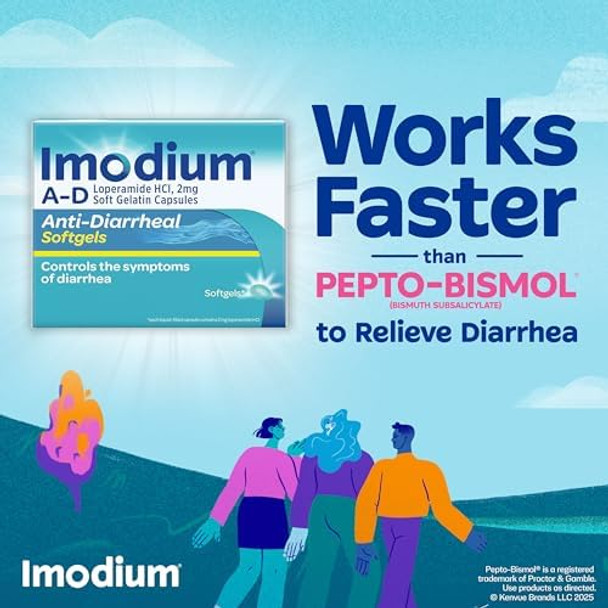 Imodium A-D Diarrhea Relief Softgels With Loperamide Hcl Anti-Diarrheal Medicine To Help Control Symptoms Of Diarrhea Due To Acute Traveler'S Diarrhea Hsa/Fsa Eligible 12 Ct