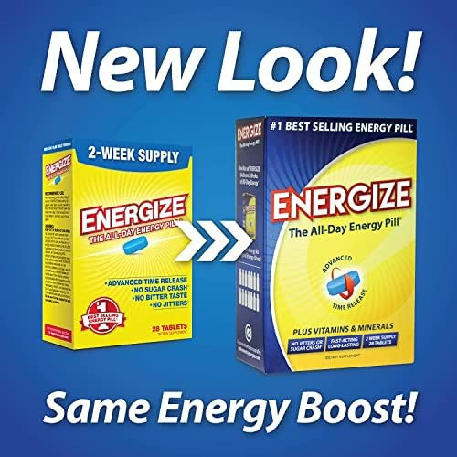 Isatori Energize Caffeine Pills - Fast Acting Energy Pill - Healthy Focus Brain Supplement - Improved Performance Alertness And Clarity - All Day Energy No Jitters No Crash - 28 Time Released Tablets