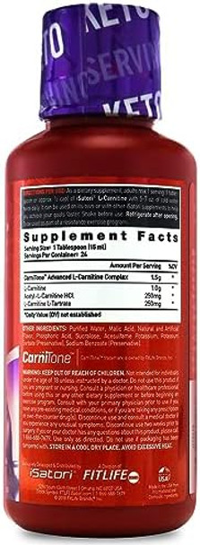 Isatori L-Carnitine 1500 Liquid L-Carnitine With Acetyl L-Carnitine Mixed Berry Flavor (24 Servings) & Malibu Beach Flavor (24 Servings)