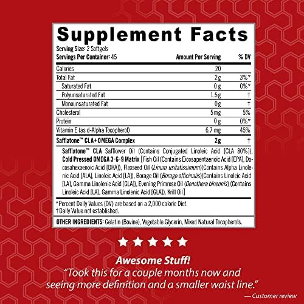 Isatori Ultra Cla Omega 3 6 9 Natural Weight Loss Fat Burner Muscle Toner With Conjugated Linoleic Acid Omega 3 Fish Oil & Safflower Stimulant- 90 Softgels