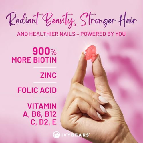 Ivybears Extra-Strength Hair + Skin Glow Gummies Bundle – 10X Biotin + Collagen – Stronger Hair Radiant Skin Youthful Glow – 100% Natural Flavors - Vegan Beauty Formula – Made In Germany – 2X60 Count
