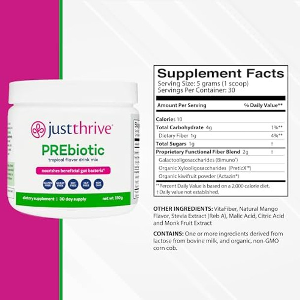 Just Thrive Prebiotic Powder - Digestive And Immune Support Supplement 150 G