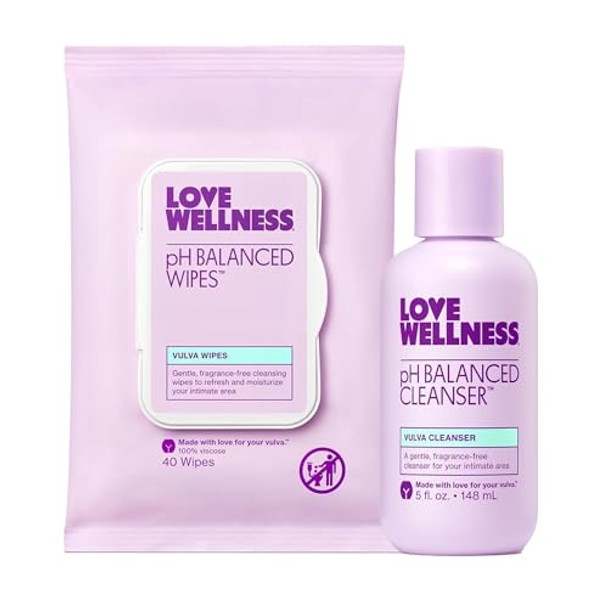 Love Wellness Ph Balancing Cleanser & Ph Balancing Wipes  Her Essentials Duo  On The Go Support For Her  Cleanser For Balanced Ph Intimate Health & Hygiene