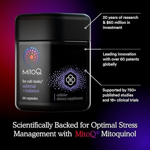Mitoq +Balance  Sensoril Ashwagandha Rhodiola & Maritime  Support Balanced Cortisol Levels Stress Management Restorative Sleep & Cell Health (60 Capsules)