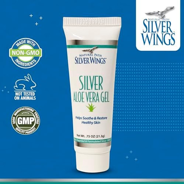 Natural Path Silver Wings 200Ppm Silver With Aloe Vera Gel - Soothing Skin Care 0.75 Oz