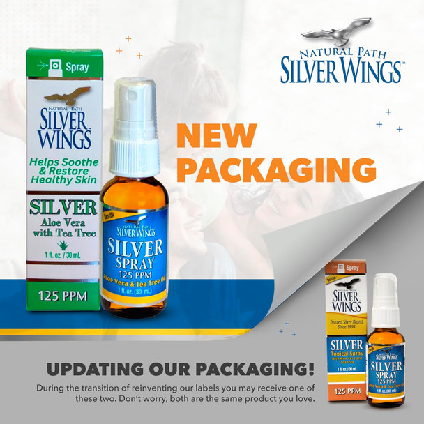 Natural Path Silver Wings - Silver Spray With Aloe Vera & Tea Tree Oil – 125Ppm - 1Oz