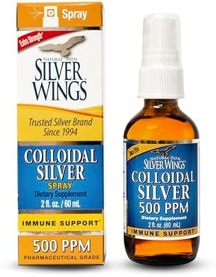 Natural Path Silver Wings Colloidal Silver - Extra Strength Liquid Immune Support Supplement- - 500Ppm (2500Mcg) - 2Oz Spray
