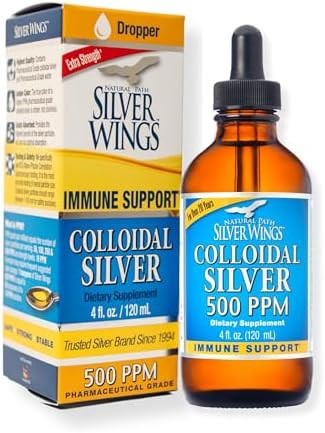 Natural Path Silver Wings Colloidal Silver 500Ppm Immune Support Supplement 4 Fl. Oz. Dropper