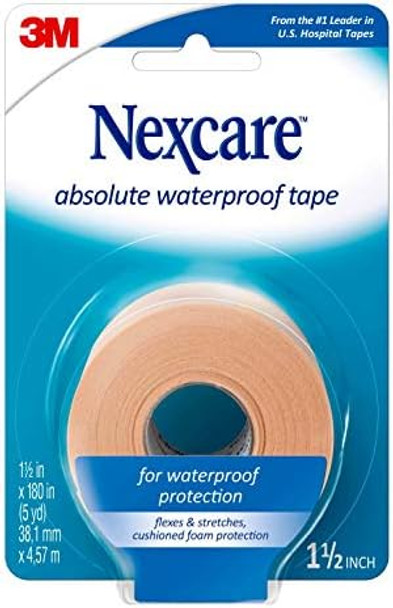 Nexcare Absolute Waterproof Tape Flexible Foam Medical Tape Secures Dressing And Keeps Wounds Dry - 1.5 In X 5 Yds 1 Roll Of Tape