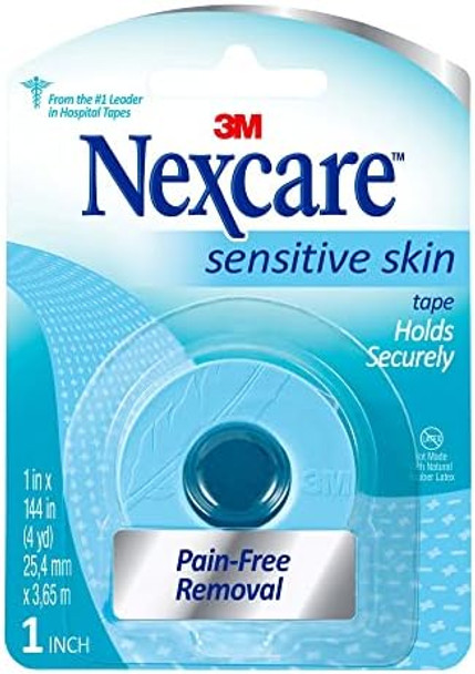 Nexcare Sensitive Skin Low Trauma Tape 1 In X 4 Yd Pain- Removal Hypoallergenic 12 Rolls