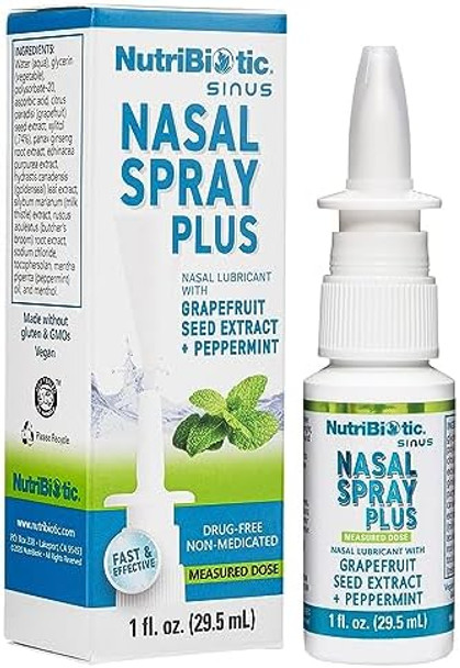 Nutribiotic Nasal Spray Plus 1 Fl Oz  Nasal Lubricant Plus Gse Xylitol & Botanical Extracts  Moisturize & Help Flush Irritants From Nasal Passages  Measured Dose Pump  Drug- & Non-Medicated