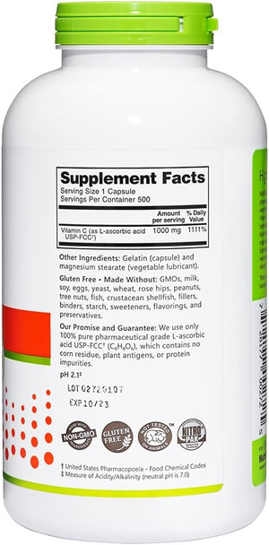Nutribiotic - Vitamin C 1000 Mg Capsules 500 Count  Essential Immune Antioxidant & Collagen Support Supplement  Pharmaceutical Grade L-Ascorbic Acid 1000 Mg Per Serving  Gluten & Gmo Nutribiotic - Vitamin C 1000 Mg Capsules 500 Count  Essential Immune Antioxidant & Collagen Support Supplement  Pharmaceutical Grade L-Ascorbic Acid 1000 Mg Per Serving  Gluten & Gmo