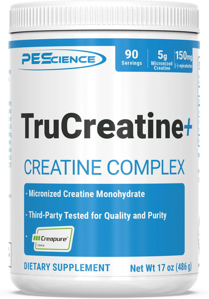 Pescience Trucreatine+ Creatine Monohydrate Powder Plus Epicatechin Micronized Creapure Creatine For Women & Men Supports Muscle Growth Strength & Recovery Cognition 30 Servings Unflavored