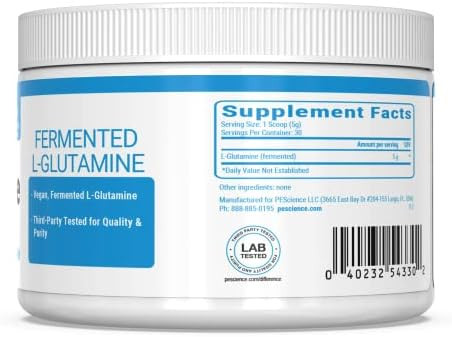 Pescience Truglutamine Fermented L-Glutamine Powder Unflavored 30 Servings Gut Health Support
