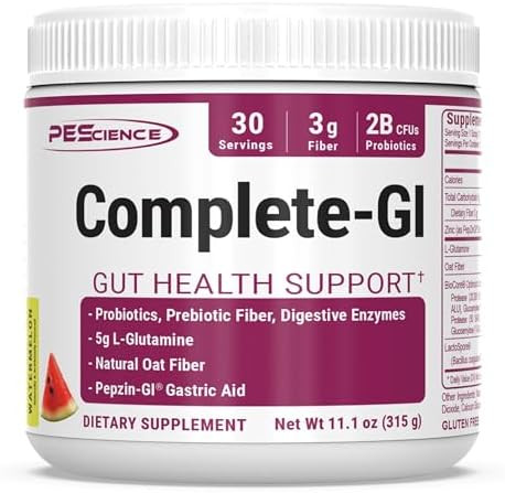 Pescience Complete-Gi Gut Health Powder Probiotics For Women And Men Digestive Enzymes Prebiotic Fiber L Glutamine Pepzin Gi Zinc Carnosine Watermelon Flavor 30 Servings
