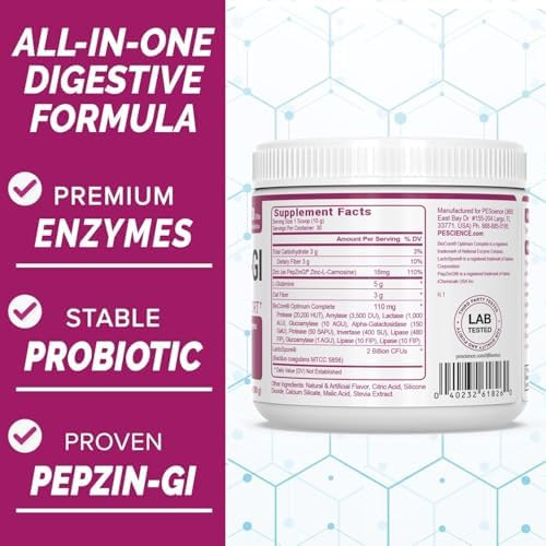 Pescience Complete-Gi Gut Health Powder Probiotics For Women And Men Digestive Enzymes Prebiotic Fiber L Glutamine Pepzin Gi Zinc Carnosine Watermelon Flavor 30 Servings