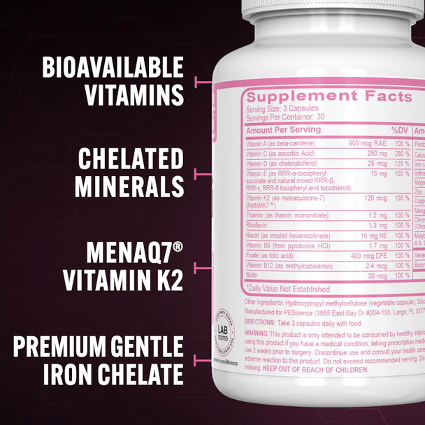 Pescience Trumulti Multivitamin For Men Daily Formula With Premium Vitamin C D Zinc Chromium Picolinate Supplement For Immune Support Chelated Minerals 90 Easy To Swallow Capsules