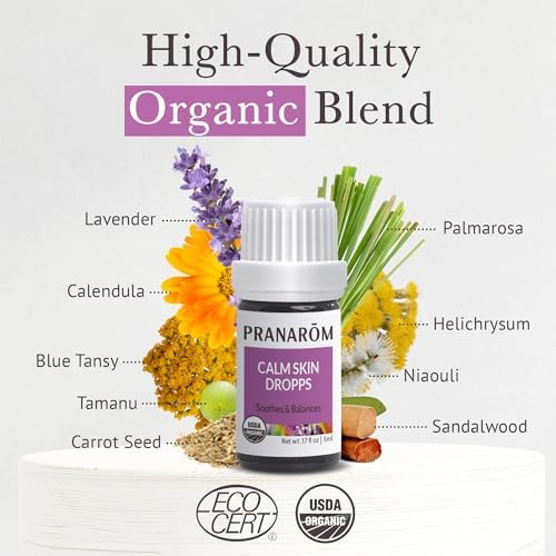 Pranarom - Calm Skin Dropps Wellness Blend 5Ml - For Sensitive Skin - Diffusing For Relaxation Ambiance - 100% Pure Organic Essential Oils