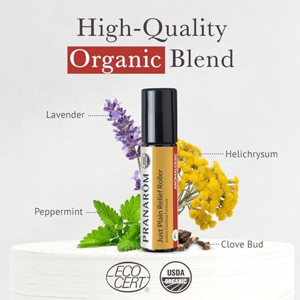 Pranarom - Just Plain Relief Roller 8Ml - For Active Individuals - Aromatherapy With Essential Oils - Organic Essential Oil Blend - Easy Roll-On Application