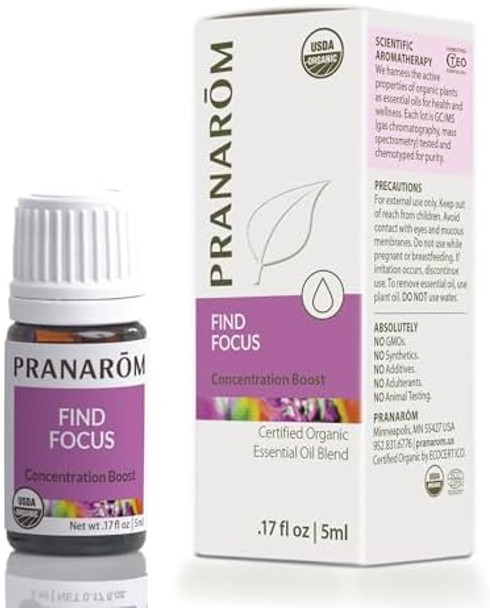 Pranarom - Find Focus Wellness Blend 5Ml - Aromatherapy - Natural Focus -  Organic Invigorating Citrus Aroma Cruelty- Easy Diffusion