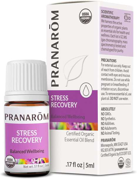 Pranarom - Stress Recovery Essential Oil Blend (5Ml) - Lavender Bergamot Clary Sage And Rose Geranium - 100% Pure Essential Oil For Diffusing And Wellness  Usda And Ecocert  Organic