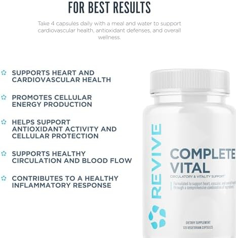 Revive Md Supplements & Support Complete Vital (120 Vegetarian Capsules) - Nac & Coq10 Supplement Supports Health & Antioxidant Activity