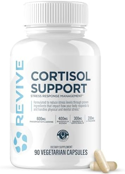 Revive Md Cortisol Manager 90 Vegetarian Capsules - Cortisol Supplement With Magnesium & L-Theanine Support Health Focus Energy Fatigue & Adrenal Gland Function - Vegan & Gluten-