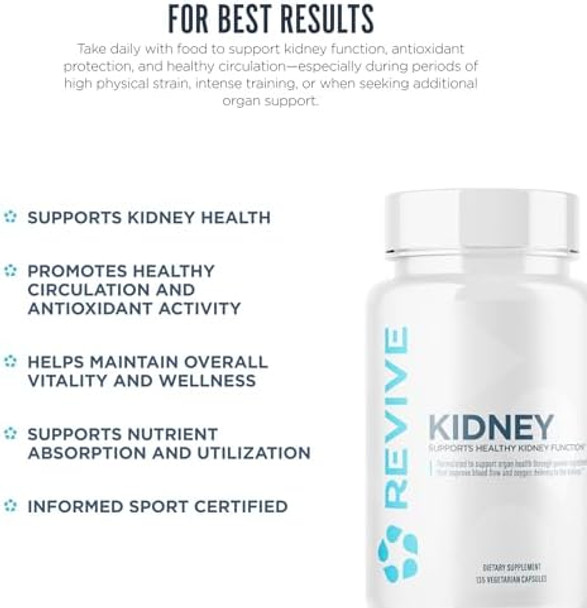 Revive Md Kidney Support Supplement For Men & Women - Kidney Cleanse Detox & Repair Capsules Support Overall Health & Function - Vegan-Friendly Gluten- & Soy- (135 Vegetarian Capsules)