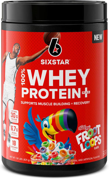 Six Star Whey Protein Powder Plus Kellogg'S Froot Loops & Frosted Flakes Flavors  30G Protein  Muscle Builder For Men & Women  1.8Lb Each